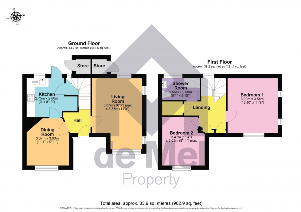 Floorplan for Hyde Cottages, Brook Close, Winchcombe, Gloucestershire, GL54