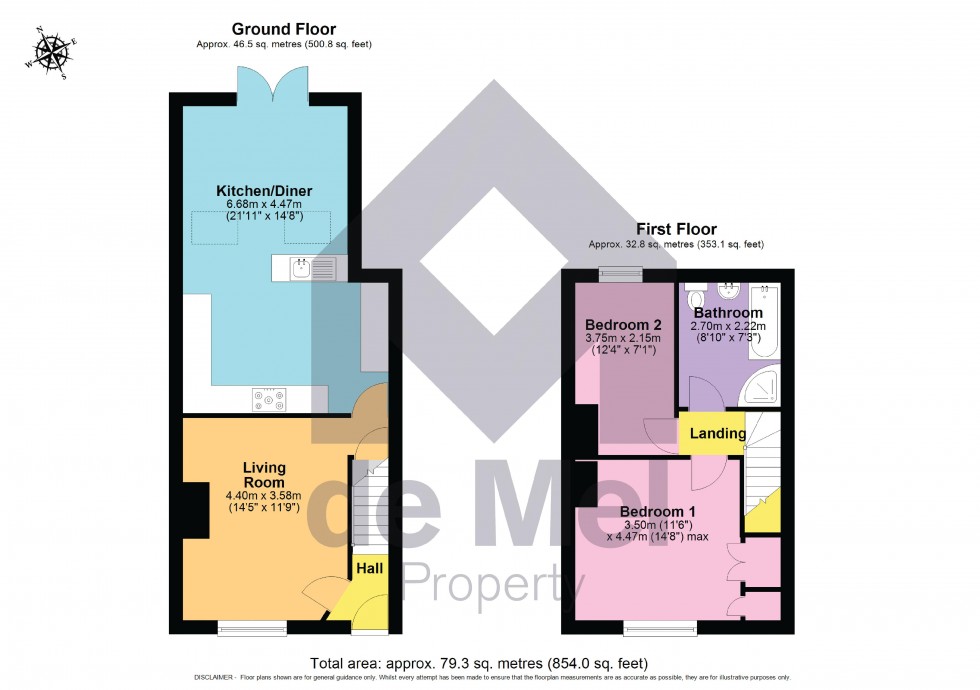Floorplan for Guestriss Cottages, Swindon Lane, Cheltenham, Gloucestershire, GL50